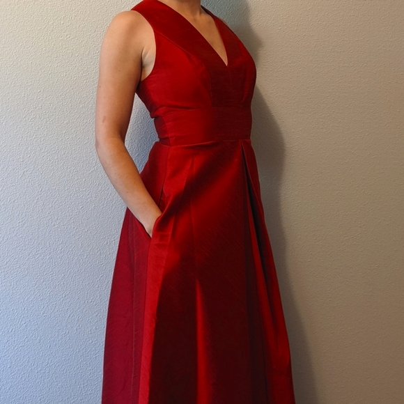 ALFRED SUNG Dresses & Skirts - Alfred Sung Dupioni Pleated V-Neck Gown